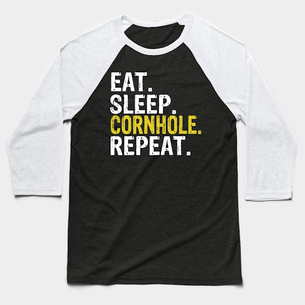 Eat Sleep Cornhole Repeat Baseball T-Shirt by AlfieDreamy 